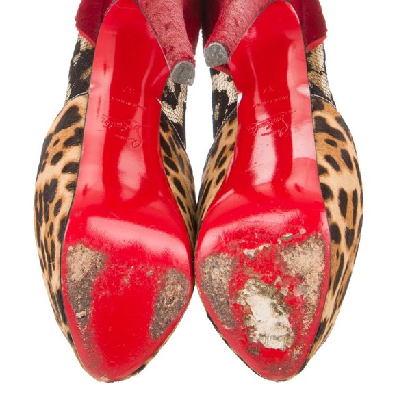Christian Louboutin Red / leopard print bootie - Picture 6 of 9